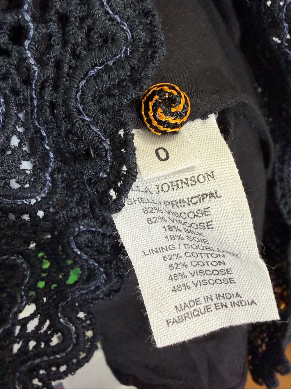 Ulla Johnson Black Velvet V-Neck Tiered Dress with Embroidered Hem - Picture 7 of 8